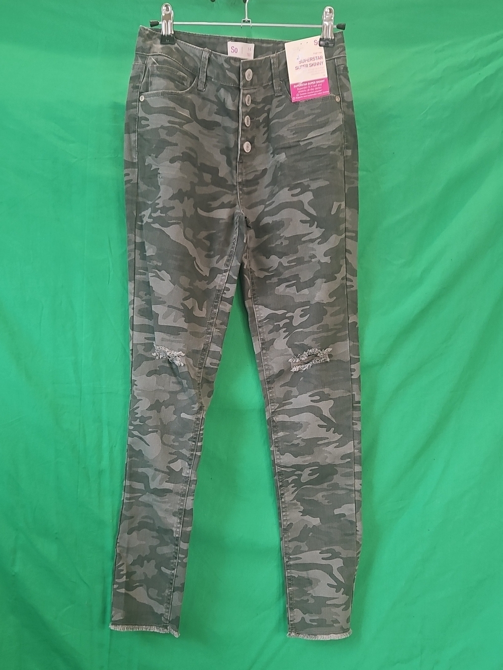SO Green Camo Super Skinny Jeans
